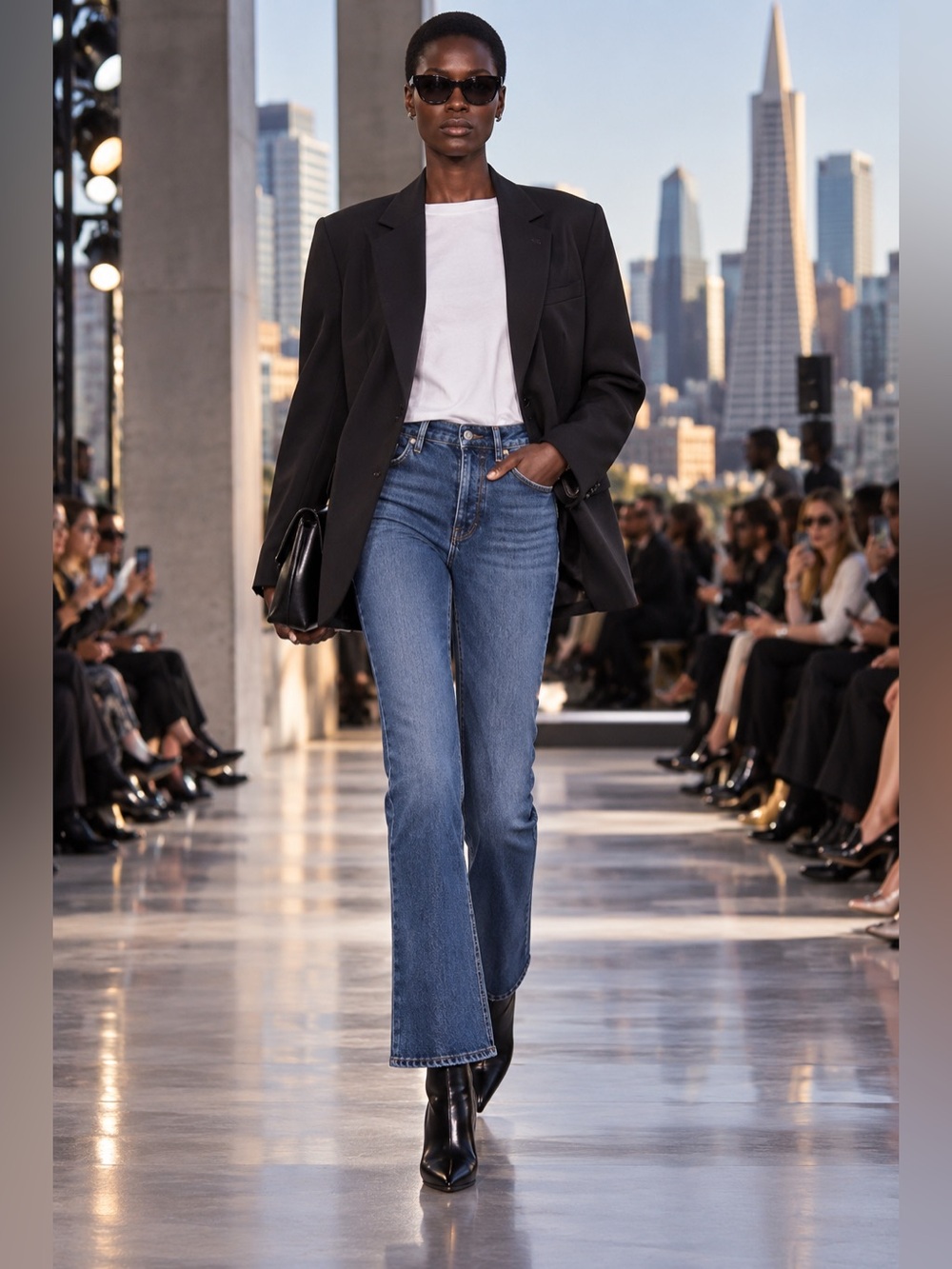 NWT Anine Bing Lara High Rise Ankle Flare - Mid Indigo Wash - Size 30